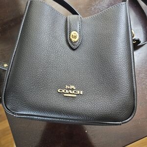 Coach Black Leather Shoulder Bag with Gold Accents -Mini Hadley Crossbody Bag